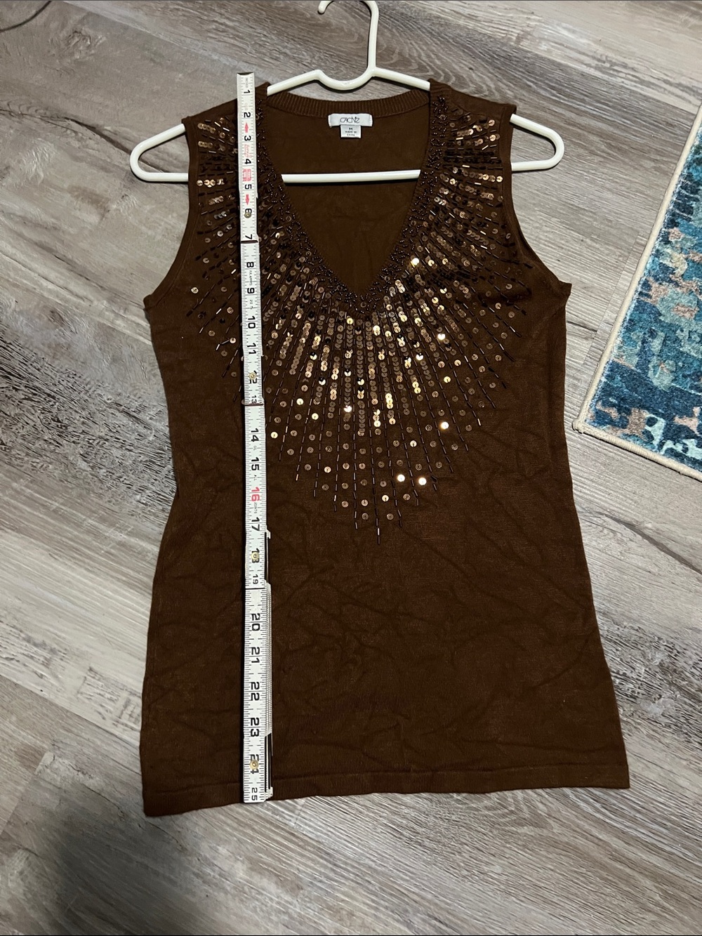 Cache Brown Sequin V-Neck Tank - Picture 7 of 7